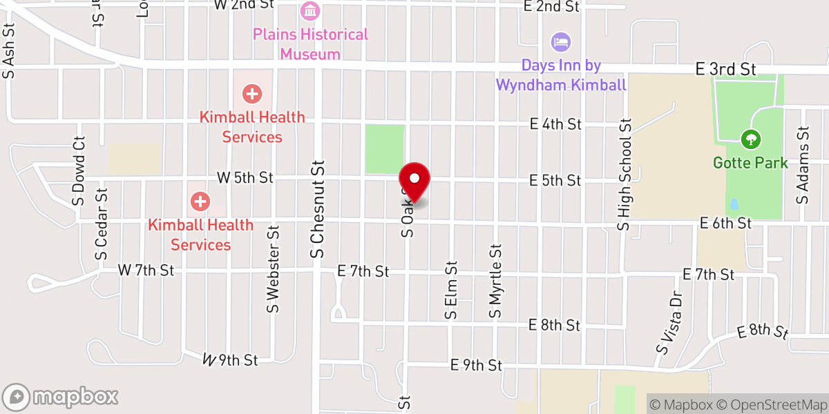 Map showing location of Kimball Baptist Fellowship