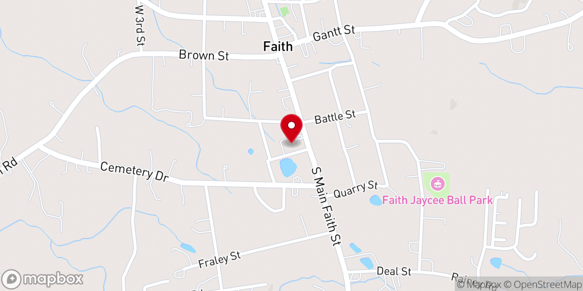 Map showing location of Faith Evangelical Lutheran Church