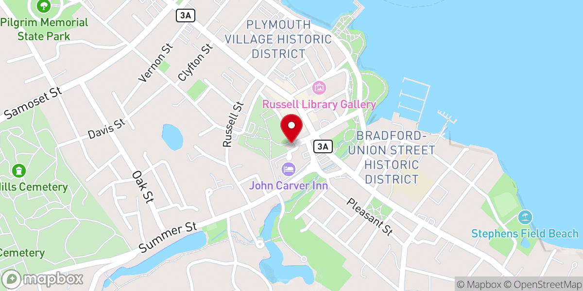 Map showing location of Mayflower Meetinghouse