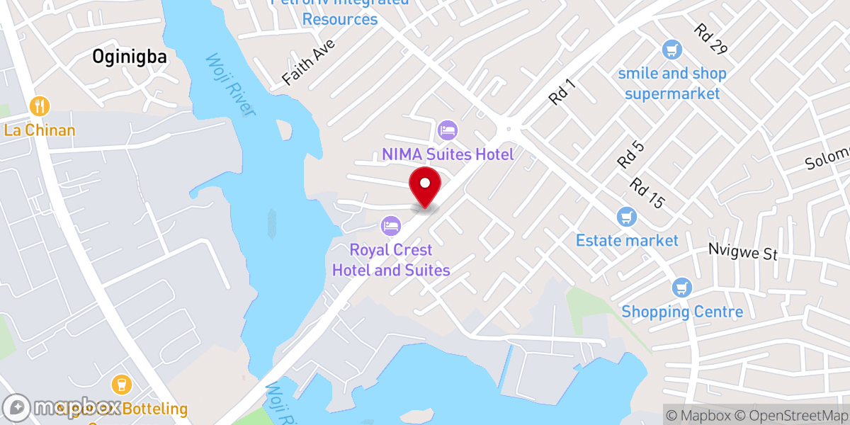 Map showing location of LIVING FAITH CHURCH A.K.A ) WINNERS CHAPEL , TRANS- WOJI SLAUGHTER JUNCTION , WOJI , PORT HARCOURT.