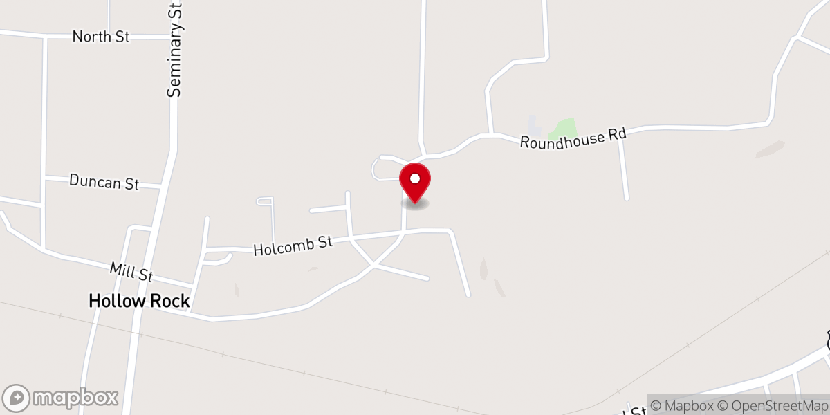 Map showing location of Hollow Rock Church of Christ
