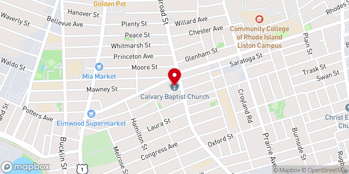 Map showing location of Calvary Baptist Church