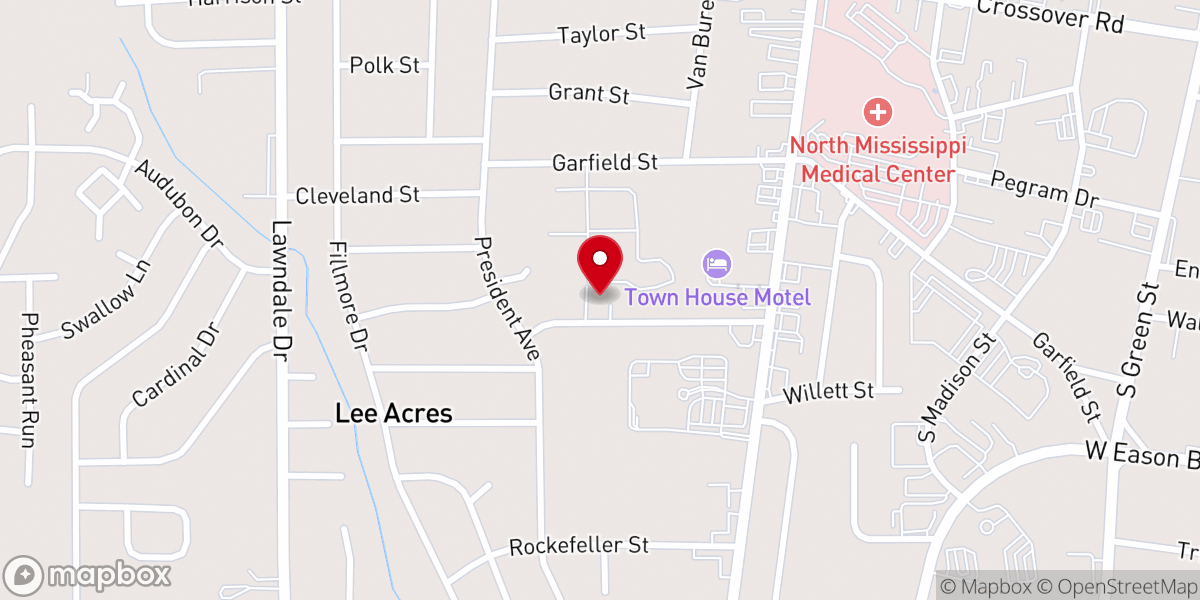 Map showing location of Lakeview Baptist Church