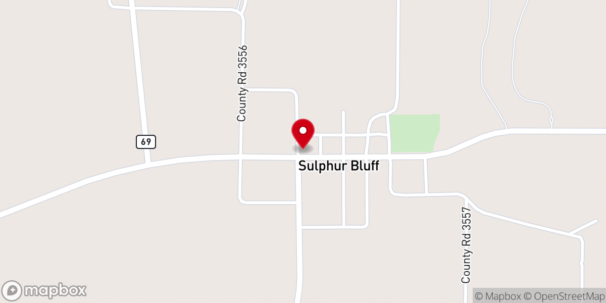 Map showing location of Sulphur Bluff Community Centre & VFD