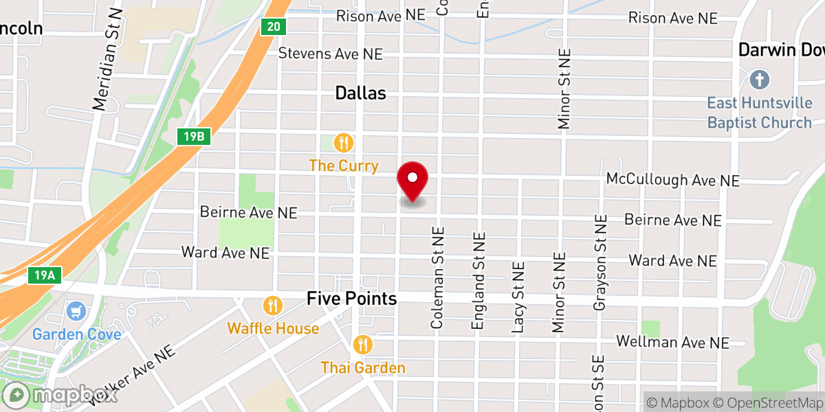 Map showing location of Essential Church Huntsville