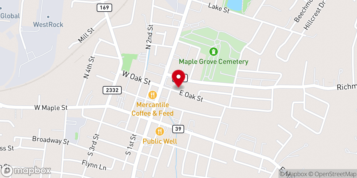 Map showing location of Mountain Christian Church and Bluegrass Ironman