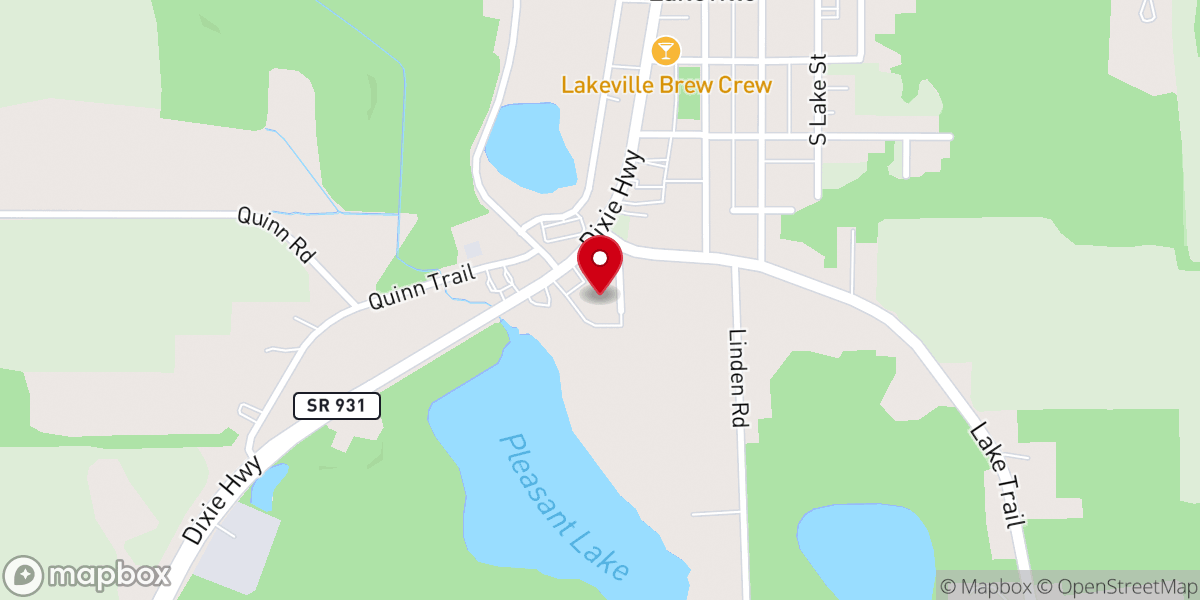Map showing location of Lakeside Baptist Church
