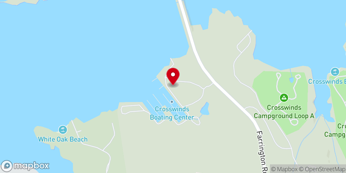 Map showing location of Crosswinds Boating Center