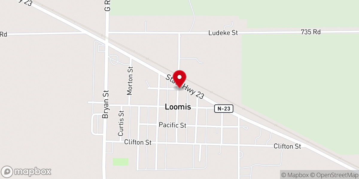 Map showing location of Loomis Evangelical Free Church