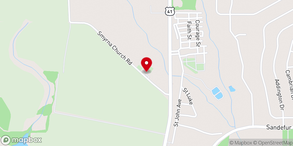 Map showing location of Smyrna Church