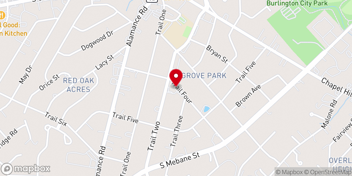 Map showing location of Burlington Christian Church