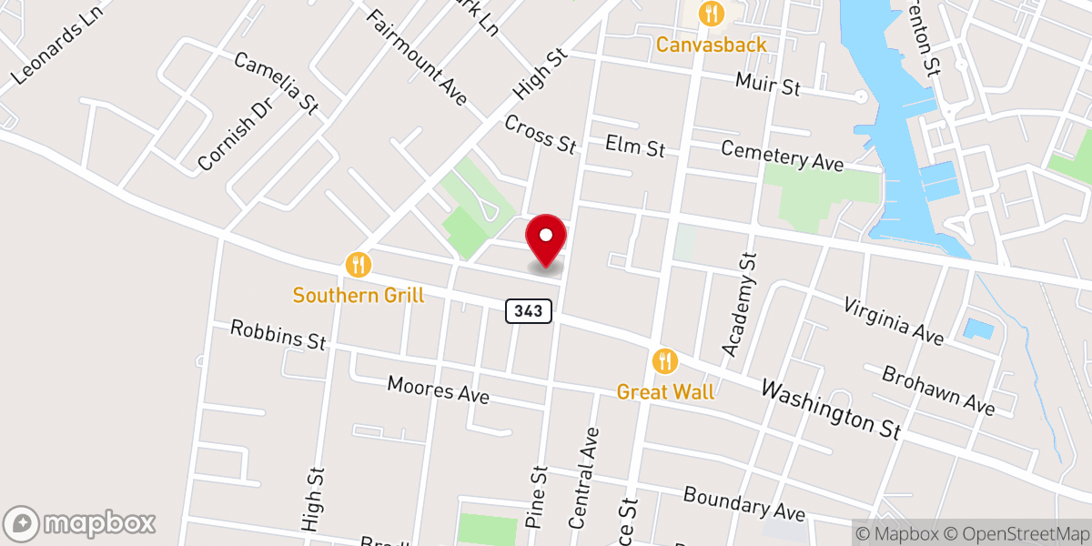 Map showing location of Greater Mt. Olive Baptist Church