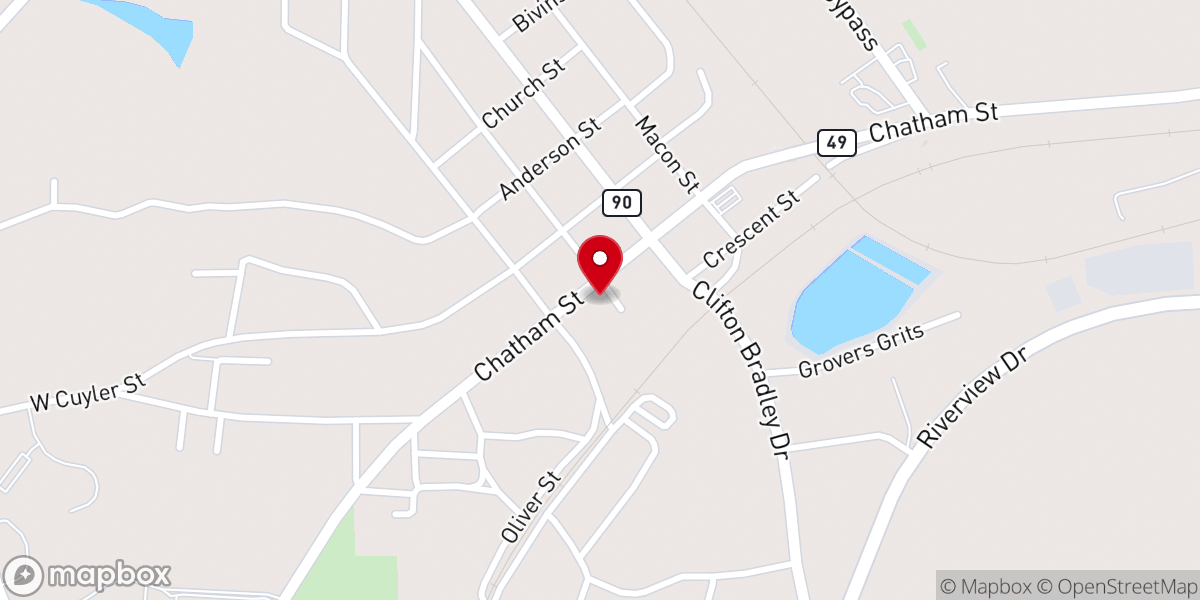 Map showing location of Jehovah Baptist Church