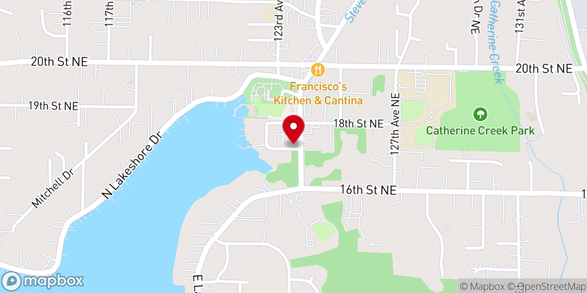 Map showing location of Lake Stevens First Baptist Church