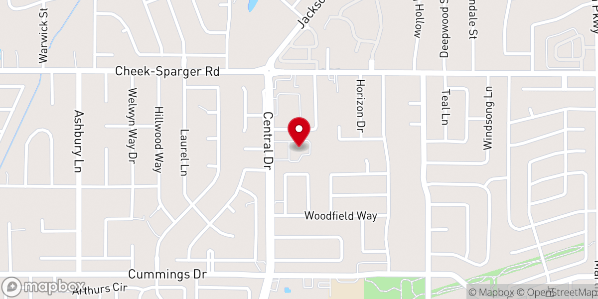 Map showing location of Woodland Heights Baptist Church