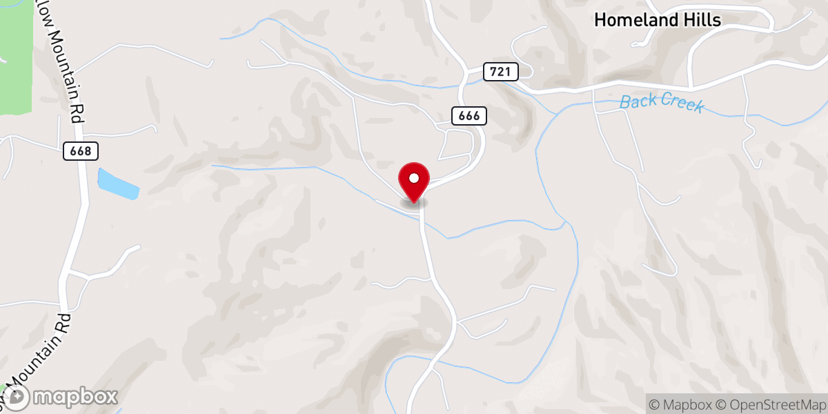 Map showing location of Brookhill Baptist Church