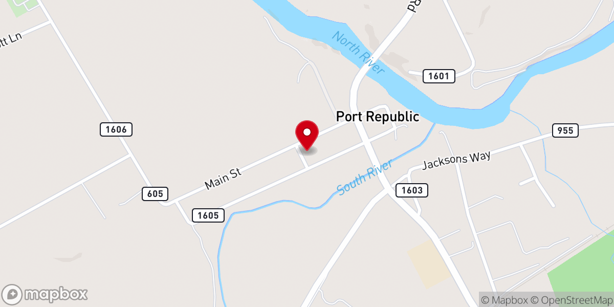 Map showing location of Port Republic Riverside Church