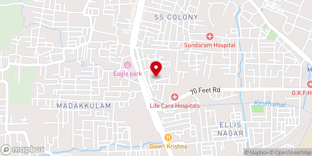 Map showing location of Levi International Church, Madurai