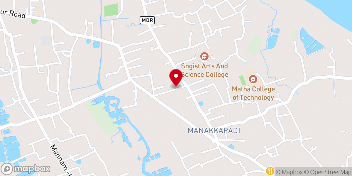 Map showing location of New India Church of God Manakkappady