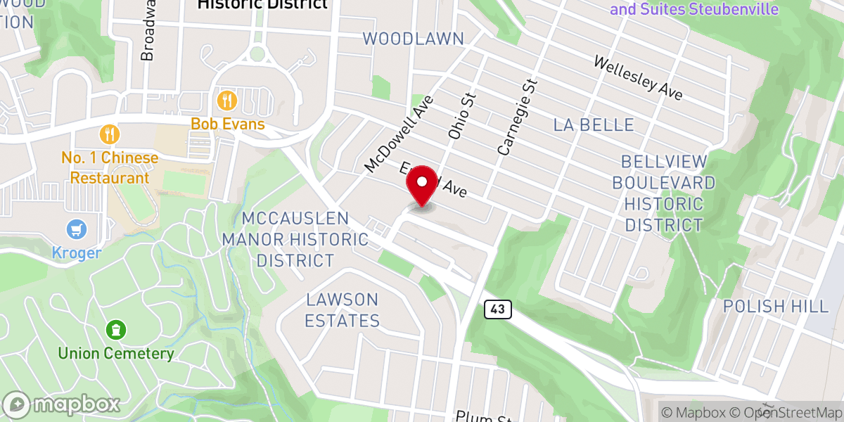 Map showing location of Covenant Presbyterian Church