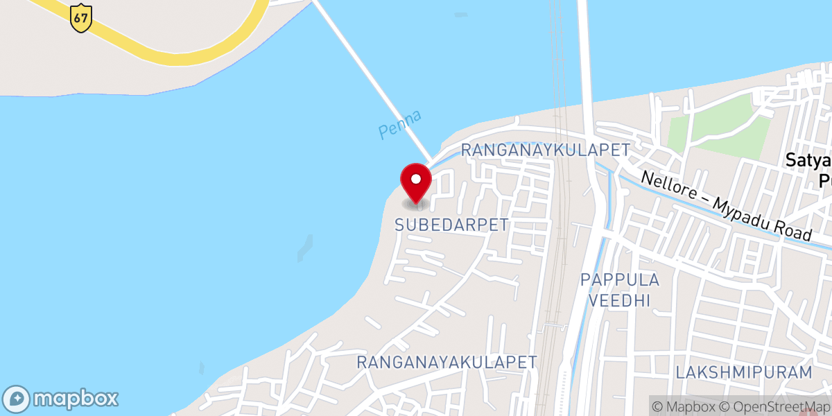 Map showing location of Sri Thalpagiri Ranganatha Swamy Temple