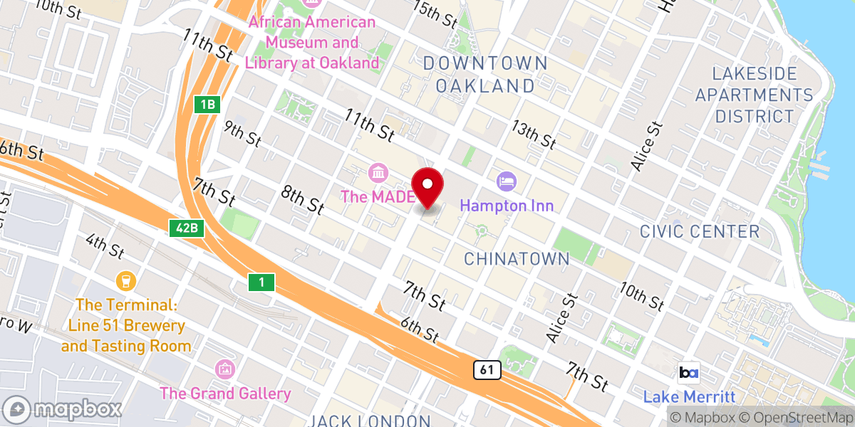 Map showing location of Bro. Kester T. Abudu Deeper life Bible Church CA. -Oakland USA