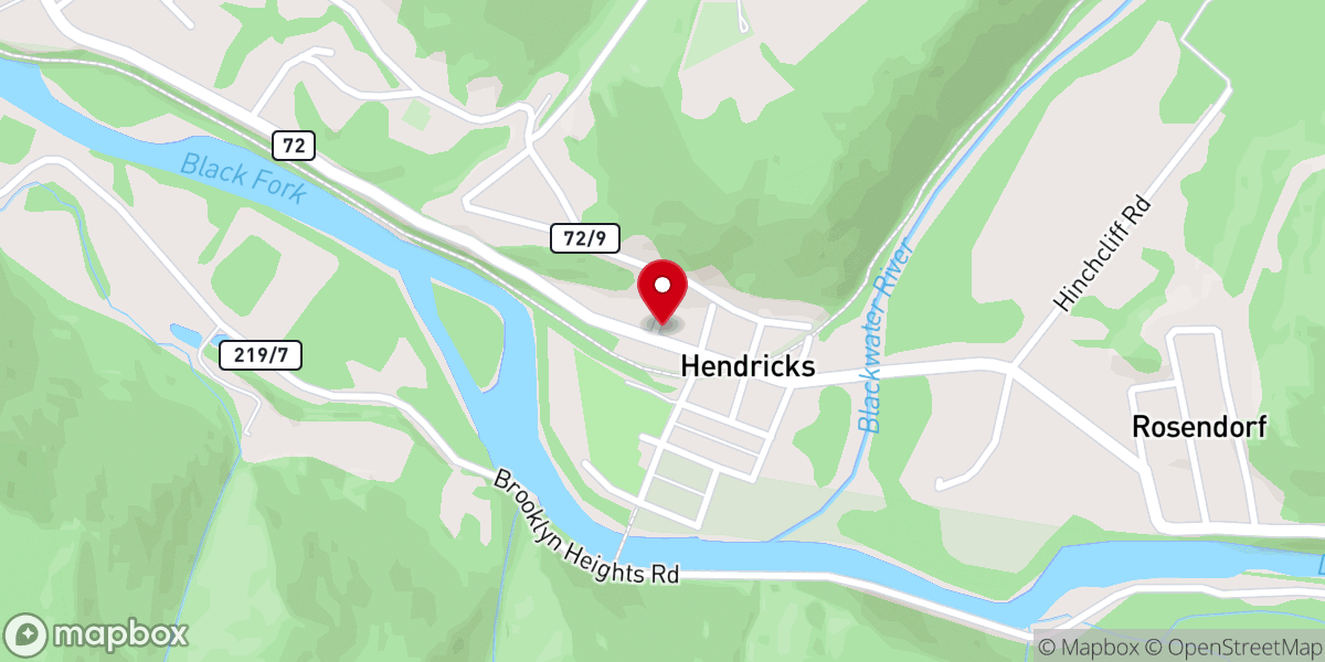 Map showing location of Hendricks Free Methodist Church