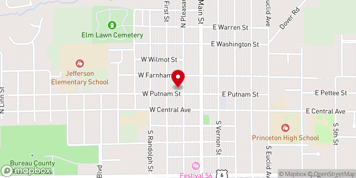 Map showing location of First Lutheran Church