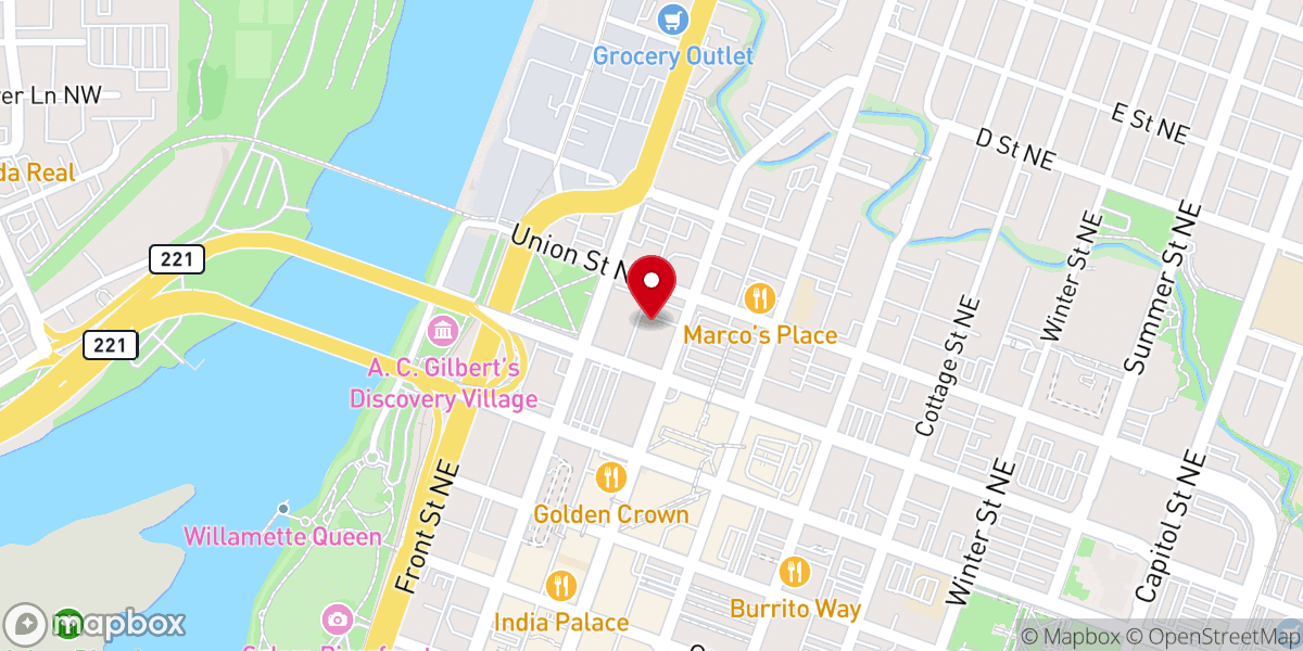 Map showing location of Salem First Baptist Church