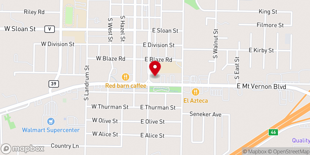 Map showing location of Mid-Missouri Bank