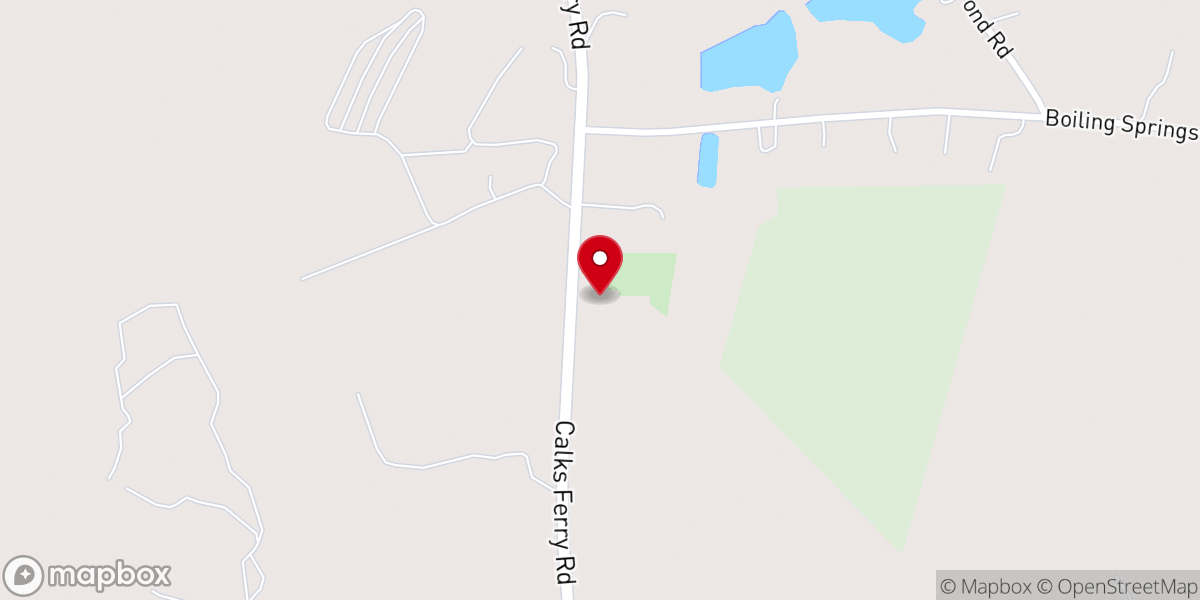 Map showing location of Boiling Springs United Methodist Church