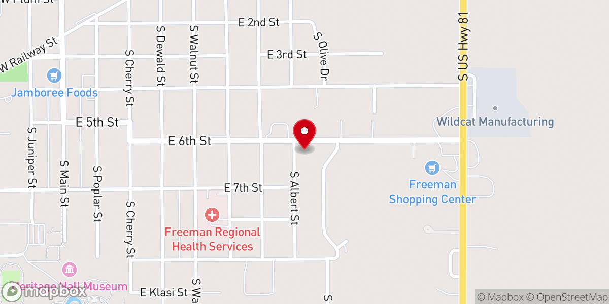 Map showing location of Missionary Church-Freeman