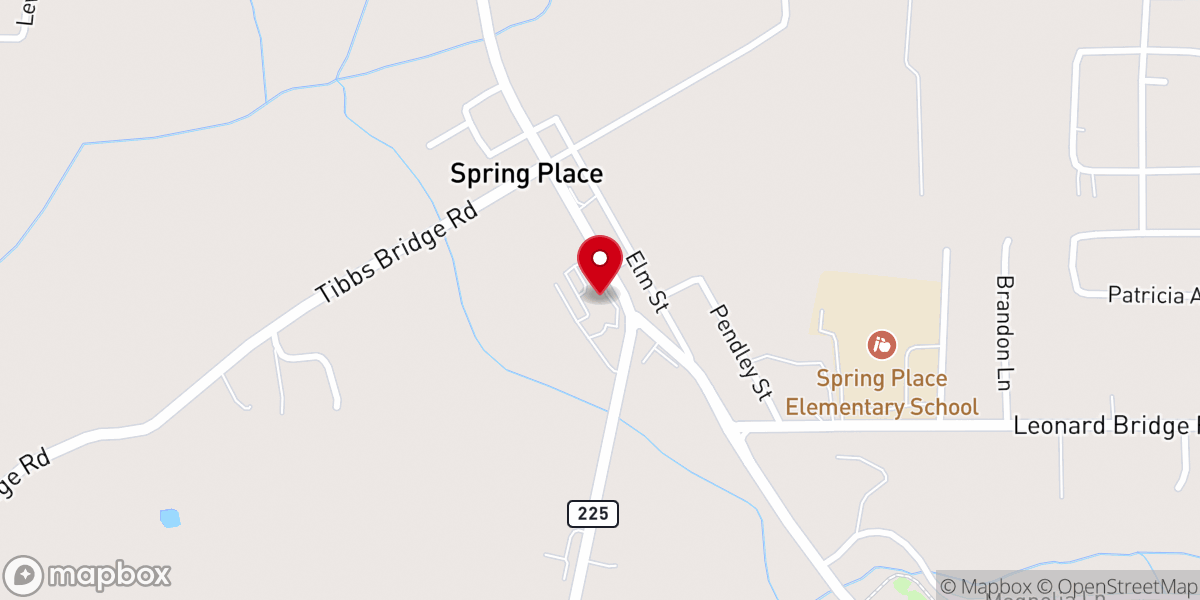Map showing location of Spring Place Baptist Church