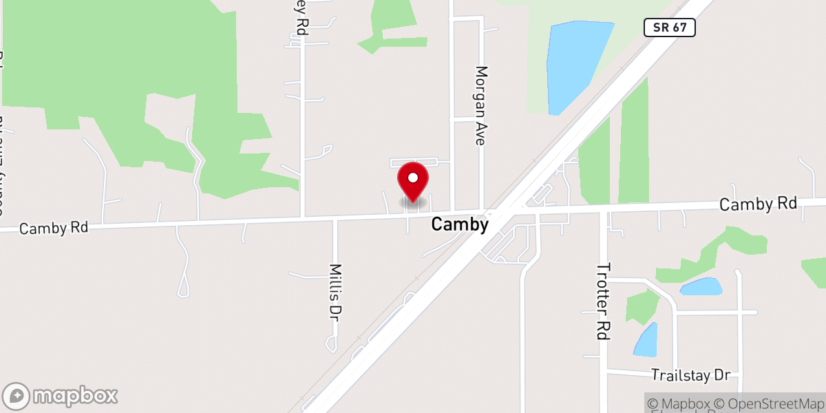 Map showing location of Camby Community Church