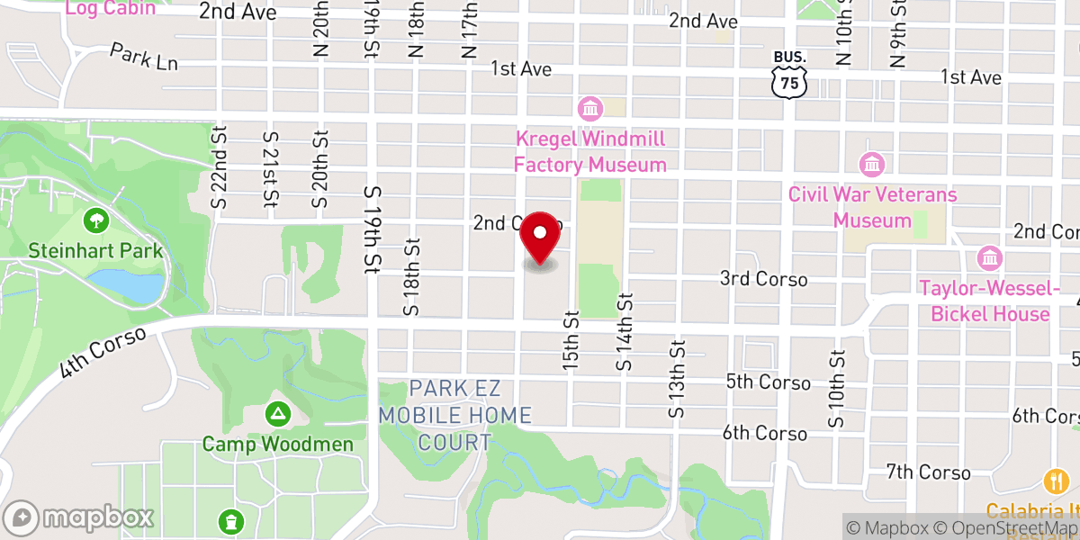 Map showing location of First Evangelical Lutheran Church