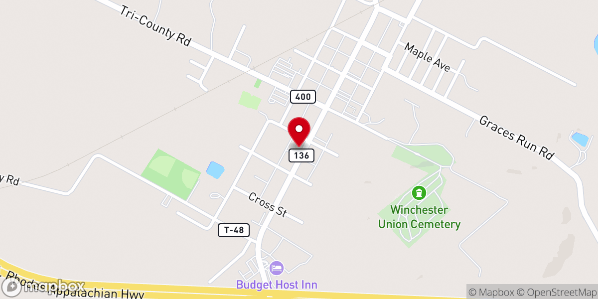 Map showing location of Winchester Baptist Church