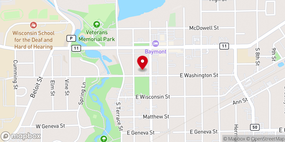 Map showing location of Delavan United Church of Christ