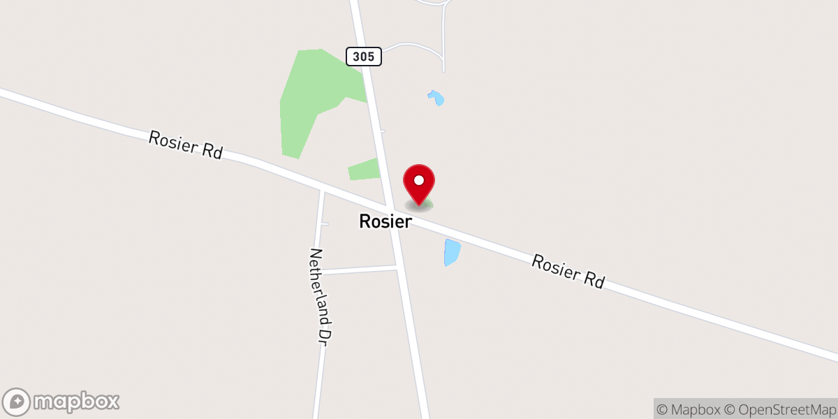 Map showing location of Rosier Grove Baptist Church