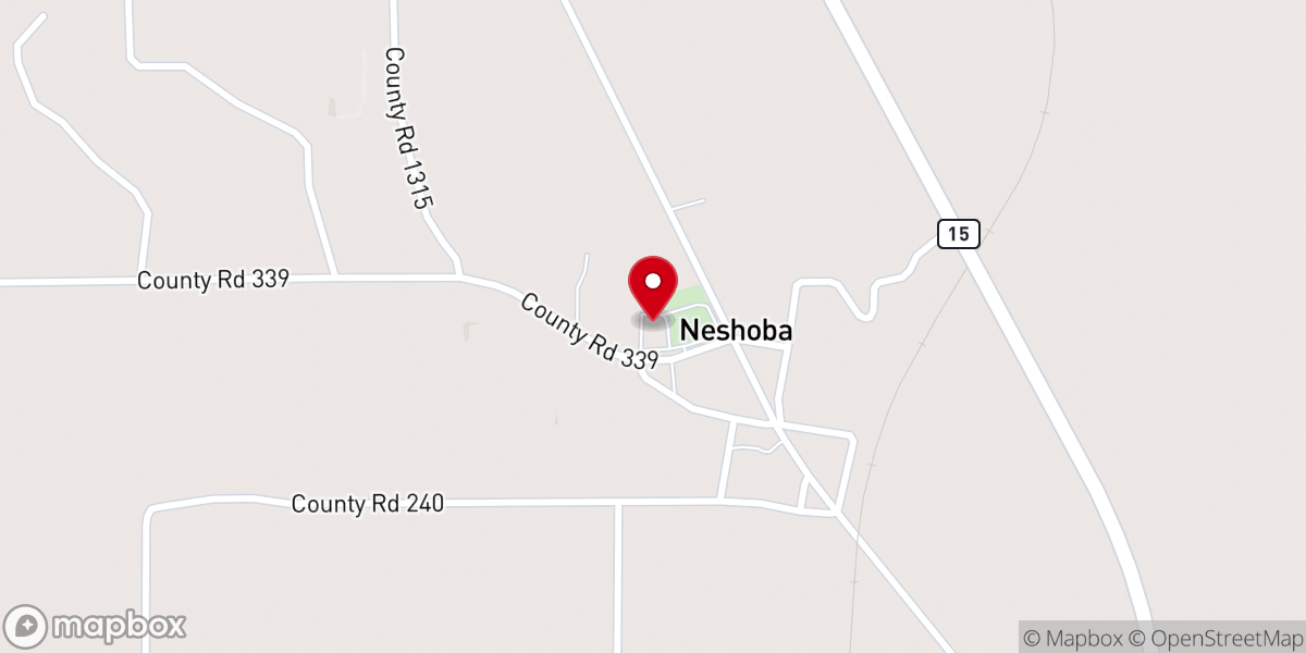Map showing location of Neshoba Baptist Church