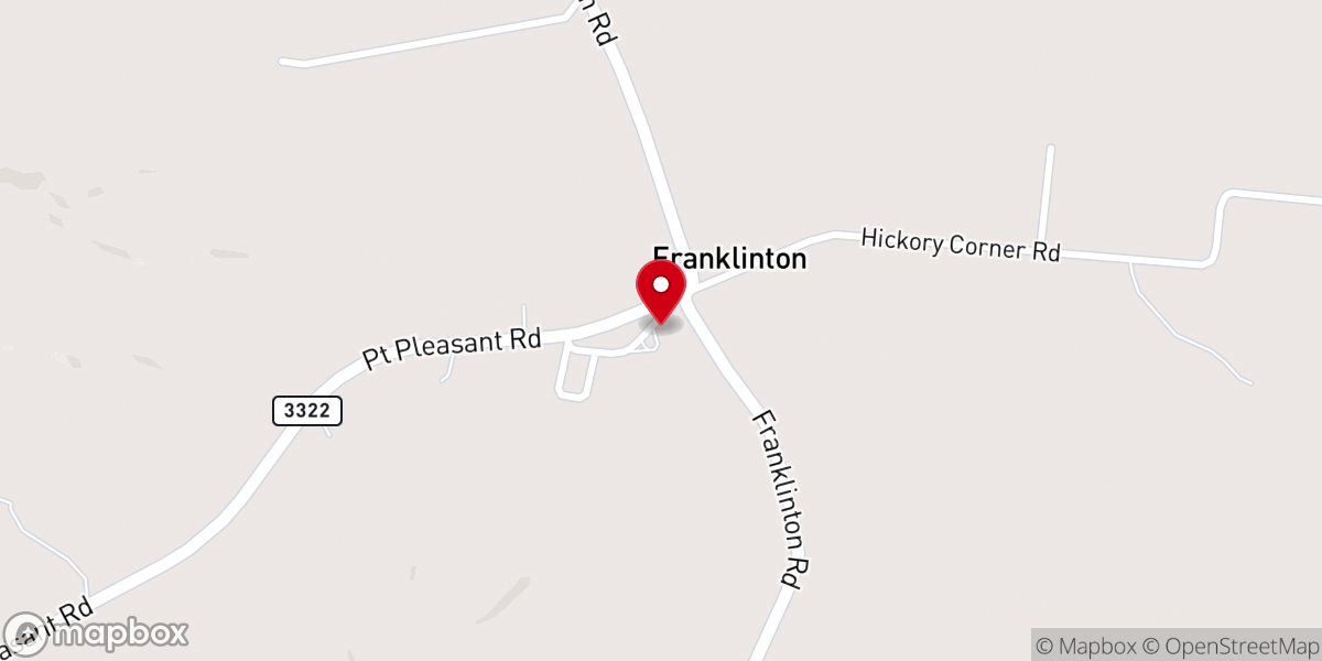 Map showing location of Franklinton Baptist Church