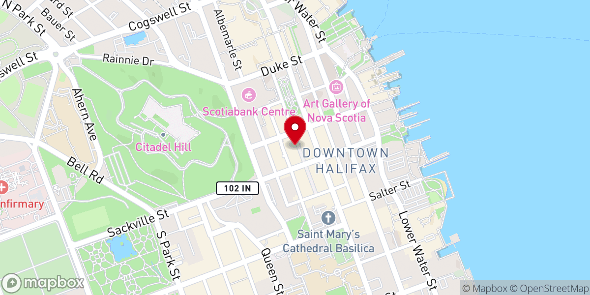 Map showing location of Halifax World Trade and Convention
