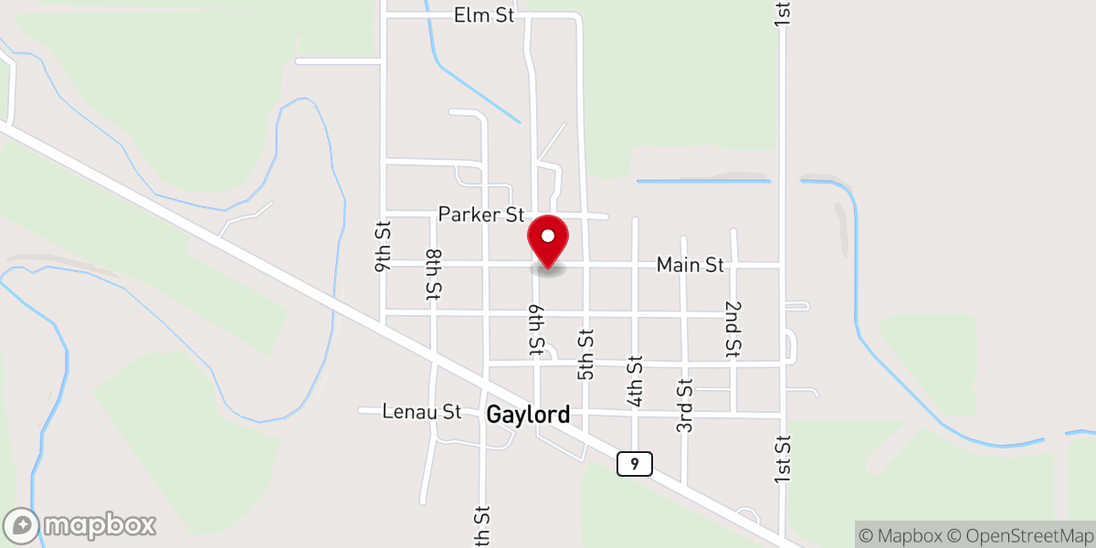 Map showing location of Gaylord City Office