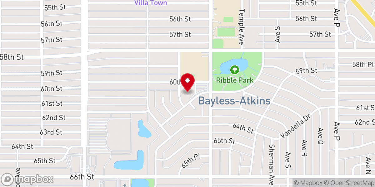 Map showing location of Oakwood Baptist Church