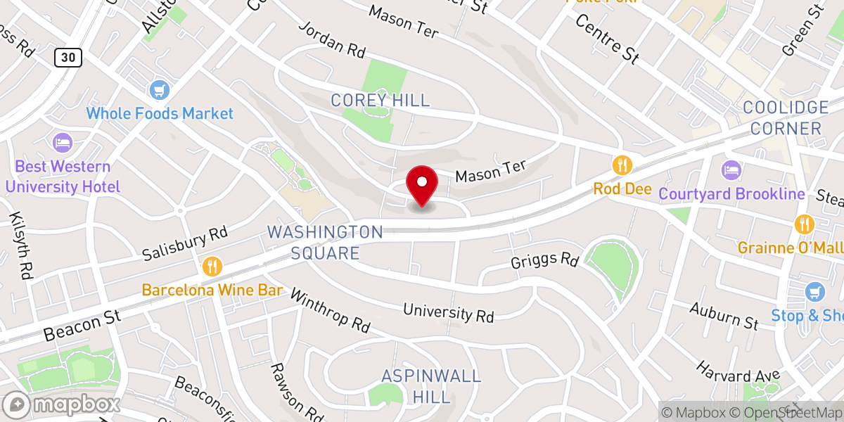 Map showing location of Temple Beth Zion