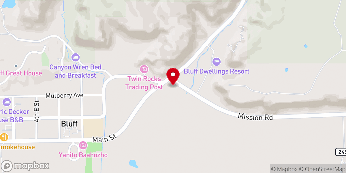 Map showing location of Cow Canyon Trading Post