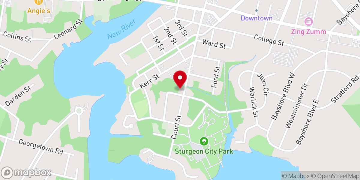 Map showing location of First Baptist Church