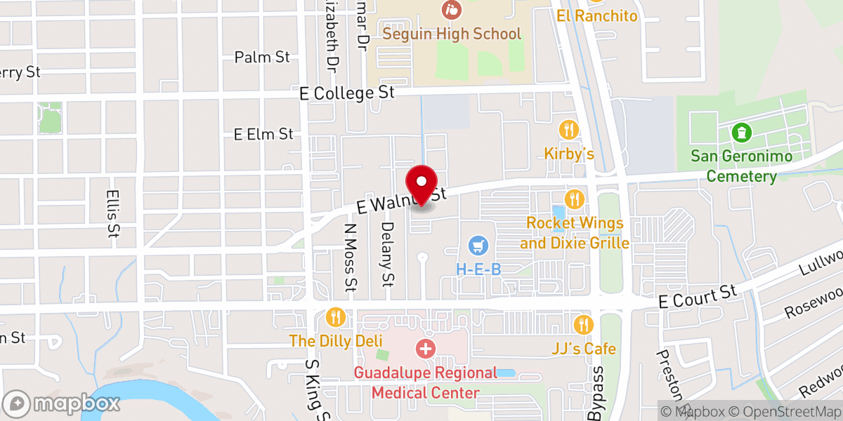Map showing location of Walnut Street Church of Christ