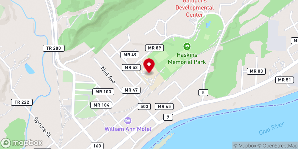 Map showing location of Ohio Valley Christian School