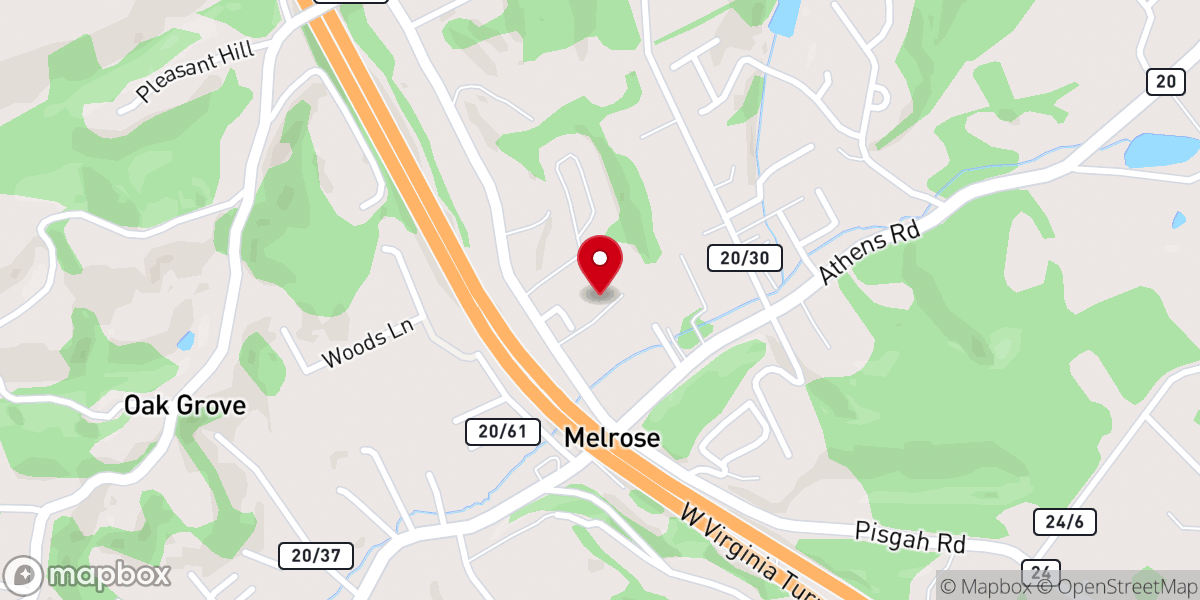 Map showing location of Melrose Presbyterian Church