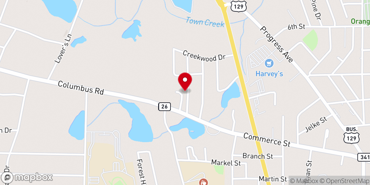 Map showing location of Church of Christ